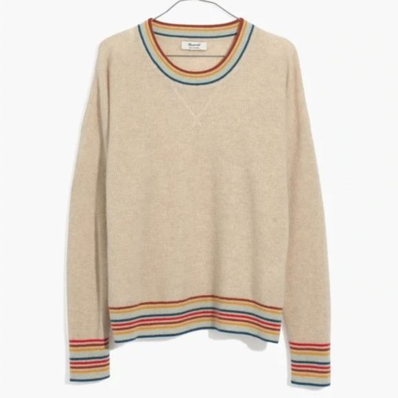 Madewell Sweaters - Madewell Rainbow-Trim Cashmere Sweatshirt Size L